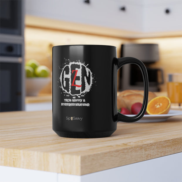 Gen Z Black Mug 15oz - Sip-Saavy 