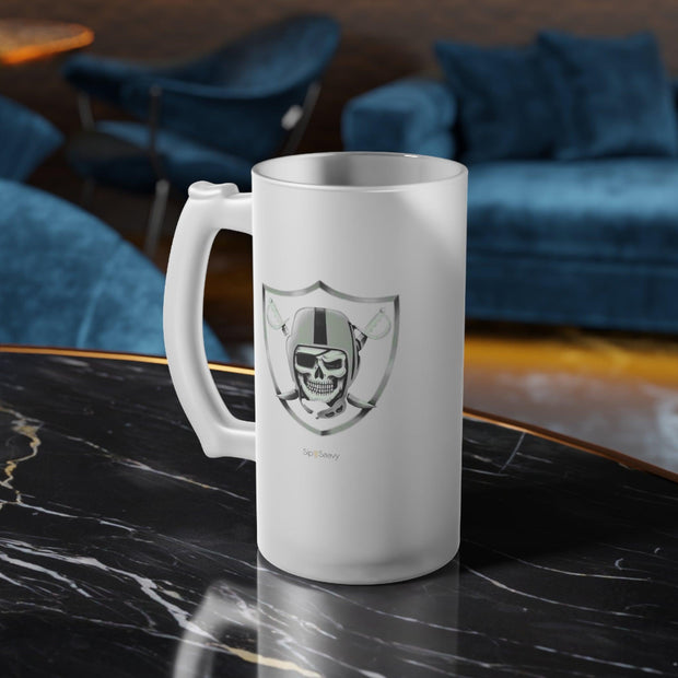 Frosted Raider's Glass Beer Mug - Sip-Saavy 